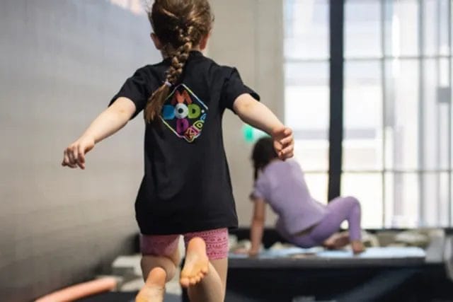 Holiday Workshops 28 kid jumping and training at ModBod Kids